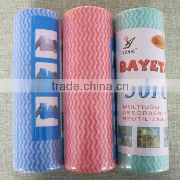 50pcs per pack 45gsm spunlaced cleaning cloth shrink wrapped perforated roll