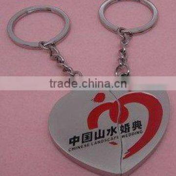 metal heart shaped couple key chain