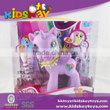 2015 child animal toy horse Lovely plastic music light animal pony horse toys for kids