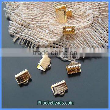 Wholesale Gold Plated Iron 8mm Ribbon Clamp For Jewelry Making (2000 Pcs/Pack) JF-RE8mm