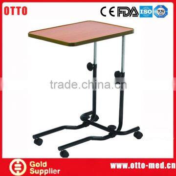 Wooden medical hospital overbed table