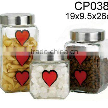 CP038K square glass jar with printing