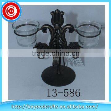 Home decor metal desk top black tea light holder