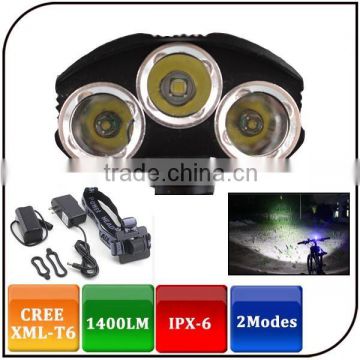 3 mode 1400 lumen CREE XML T6 2modes IP65 led bicycle headlight