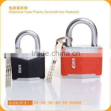 Diamond Type Customize Brand Plastic Covered Iron Padlock