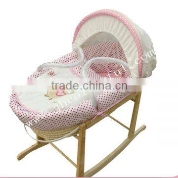 hot sale baby swinging bassinet with wood stand