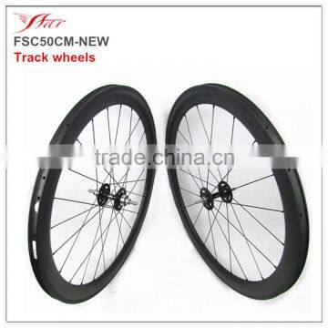 Chinese competitive track carbon bicycle wheels 50mm for road, 700C high quality carbon wheels single speed with Novatec hub