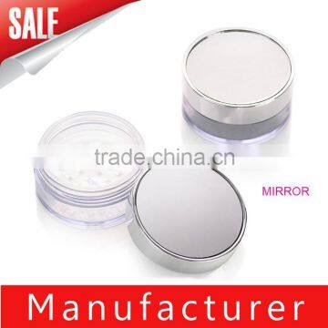 Wholesale round plastic loose powder jar with mirror