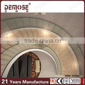 price glass stair railing for curved inner stairs with wood step