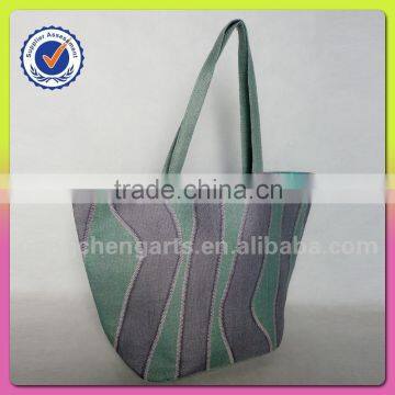 Paper Straw and Polyester Material Bag Irregular Vertical Stripes photo-3