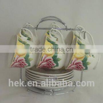 flower colored tea cup and saucer sets