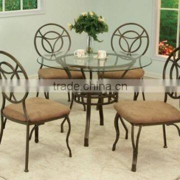 Haoda Dinning Room Furniture with Round Glass Table and Soft Cushion Chair