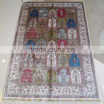 New design handknotted handmade soft silk patchwork carpet