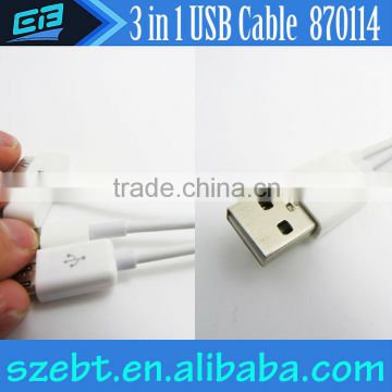 Portable 3 in 1 USB Cable for iPhone for Samsung Micro USB Cable