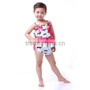 newborn baby clothes hot pink black deer swing top set