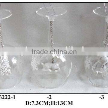Glass Vase Craft with Christmas Figurine inside