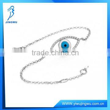 Fashion Design 925 Silver White Gold Evil Eye Silver Bracelet