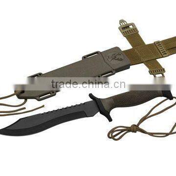 black Hunting Knife with rope