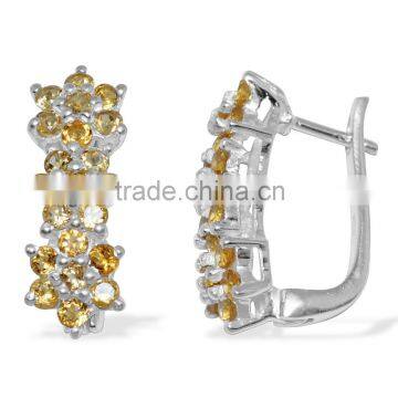 Wholesale 925 Silver Citrine Gemstone Earrings Manufacturer