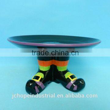 halloween ceramic witch boots cake stand