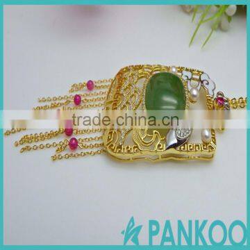 Gold-plated 925 Sterling Silver Jewelry Inlaid Natural Corundum Spray Jasper Cheung Yunhe Style Necklace Pendant