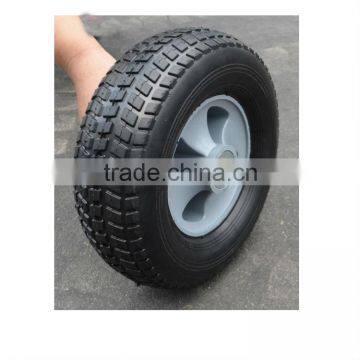 10x3.3 inch semi pneumatic rubber wheel with turf tread for tool wagon or material handling equipment