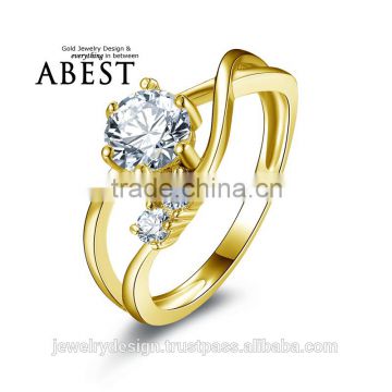 Simple 6.0mm Main Stone 10K Gold Yellow Ring Sona Simulated Diamond Ring Jewelry Ring New Wedding Engagement Ring For Women Gift