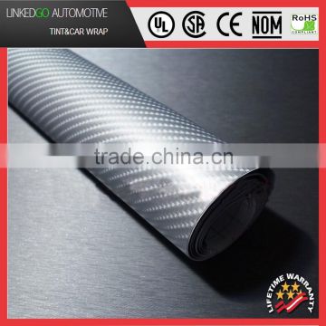 New Fashion Car Body Wrap Silver Waterproof Sticker Decal 4d carbon fiber vinyl