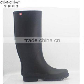 Women fashion rubber rain boot pure black Wellington Boots