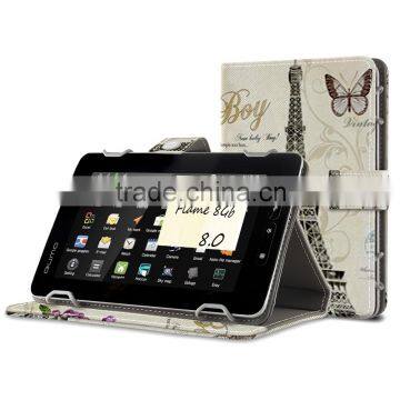 Brand New Universal Tablet Case 8 inch Printing Magnetic Stand Wallet PU Leather Flip Cover Case For Qumo Flame 8Gb 8'