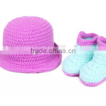 Custom girls handmade crochet knitting baby hat shoes