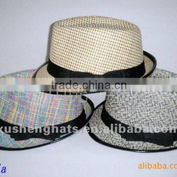 paper braid straw fedora hat.straw fedora hat with ribbon