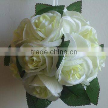 high quality artificial silk white rose for flower balls bridal fabric bouquet