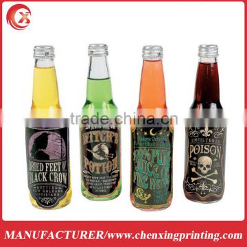 permanent adhesive waterproof labels for glass and plastic bottles