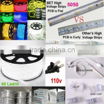 AC 110V/ 220V SMD 5050 Flexible Led Strip Light 60LEDs Waterproof IP65 Logo for Led Strip photo-4