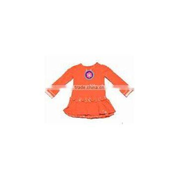 Girls fancy dress jersy girls kids orange red dress stylish dress