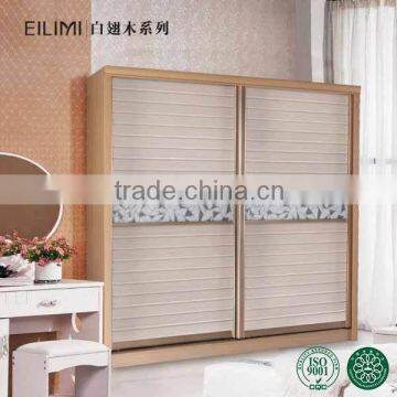 Made of thickness 18mm MDF low price 2 sliding door wardrobe cabinet for bedroom