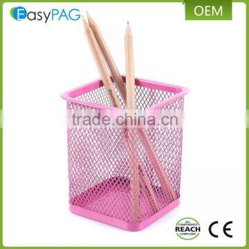 Best material metal magnetic power coating multicolor decorative single mesh pen holder