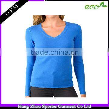 16FZCAS10 V-neck flat knit 100% cashmere sweater women