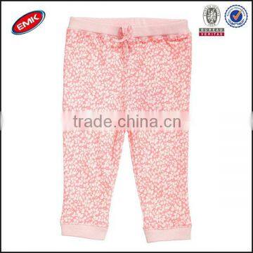 high quality girl's cotton baby legging pant of allover printing pink flower customized