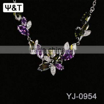 Multi Pendant Jewelry Trendy Long Leather Tassel Bib Crystal Rosary Necklace