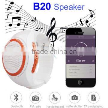 New Smart Watches B20 Sport Bluetooth Speaker Watch Style Portable Music Player with FM Radio Handsfree Mic Selfie Shutter Phone