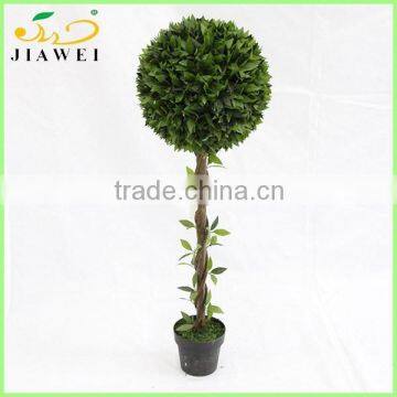 fake indoor artificial green topiary bay ball trees wood trunk