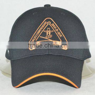 Guangzhou hat factory professional custom 6 plate / 100% polyester/embroidery/trademark/black baseball cap