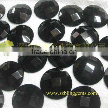 Wholesale high quality Natural Gemstone Black onyx faceted Round cabochon