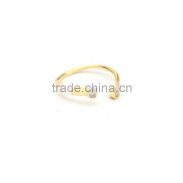 High Quality Gold Color Nature Zircon on Two End Adjustable Ring