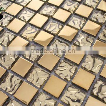 MB SMP05 Decorative Cinema Backsplash Electroplating Glass Mosaic Golden Mosaic Wall Tile Square Golden Mosaic