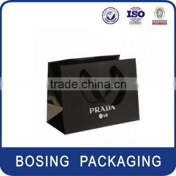 black paper shopping bag with flat ropes for mobile phone