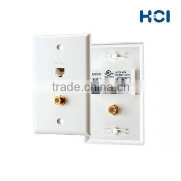 US Type 2 Port TV and RJ45 8P6C Voice Faceplate photo-2