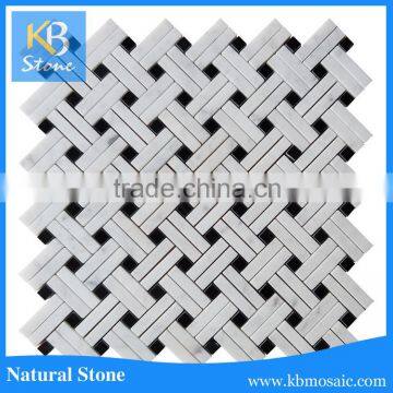 high quality big basketweave marble mosaic with certificate